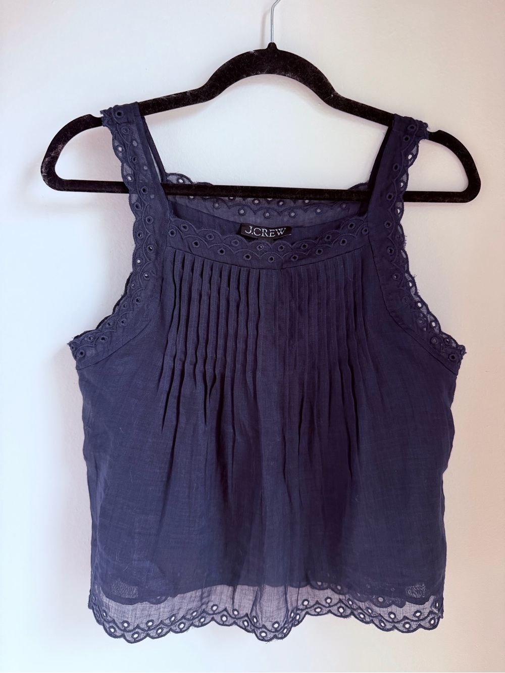 J. Crew Scallop-trim tank top in ramie S